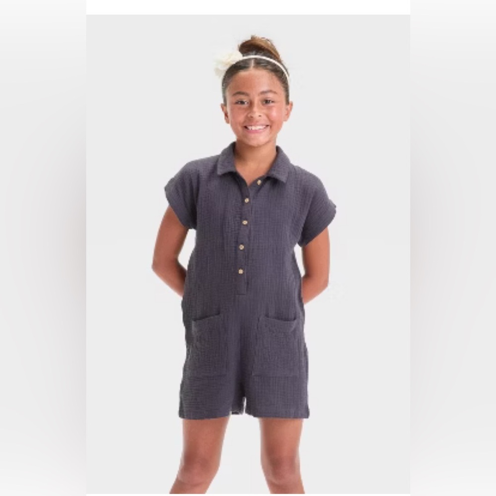 Greyson Charcoal Romper for Kids